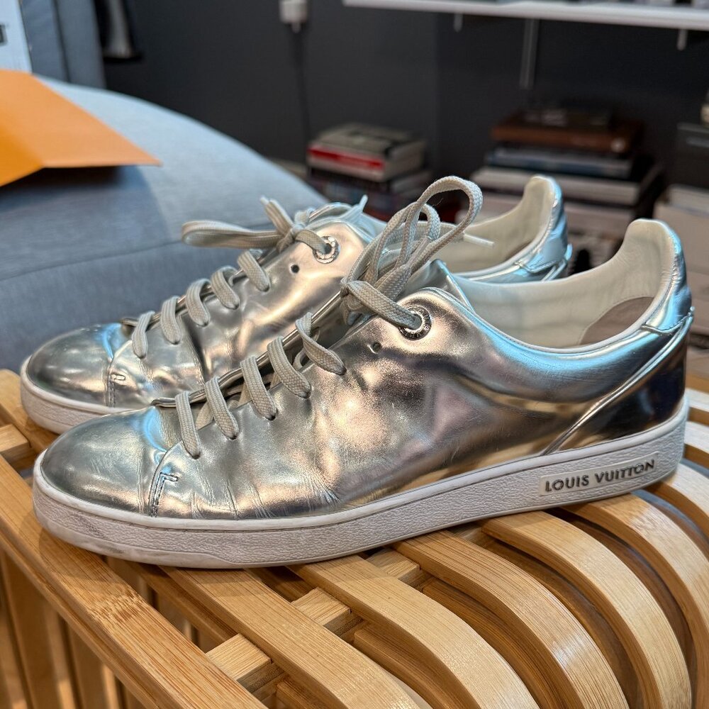 Louis Vuitton Silver Patent Low Top Sneaker | EU 38.5 / US 8 | Paris